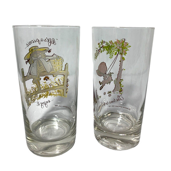Two 60's Holly‎ Hobbie Girl Glasses American Greeting Water Tumblers Vintage - Picture 4 of 7